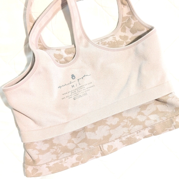 Spiritual Gangster Ribbed Ballet Pink & Mauve Beige Tank Top Sports Bra M/L - Picture 4 of 5